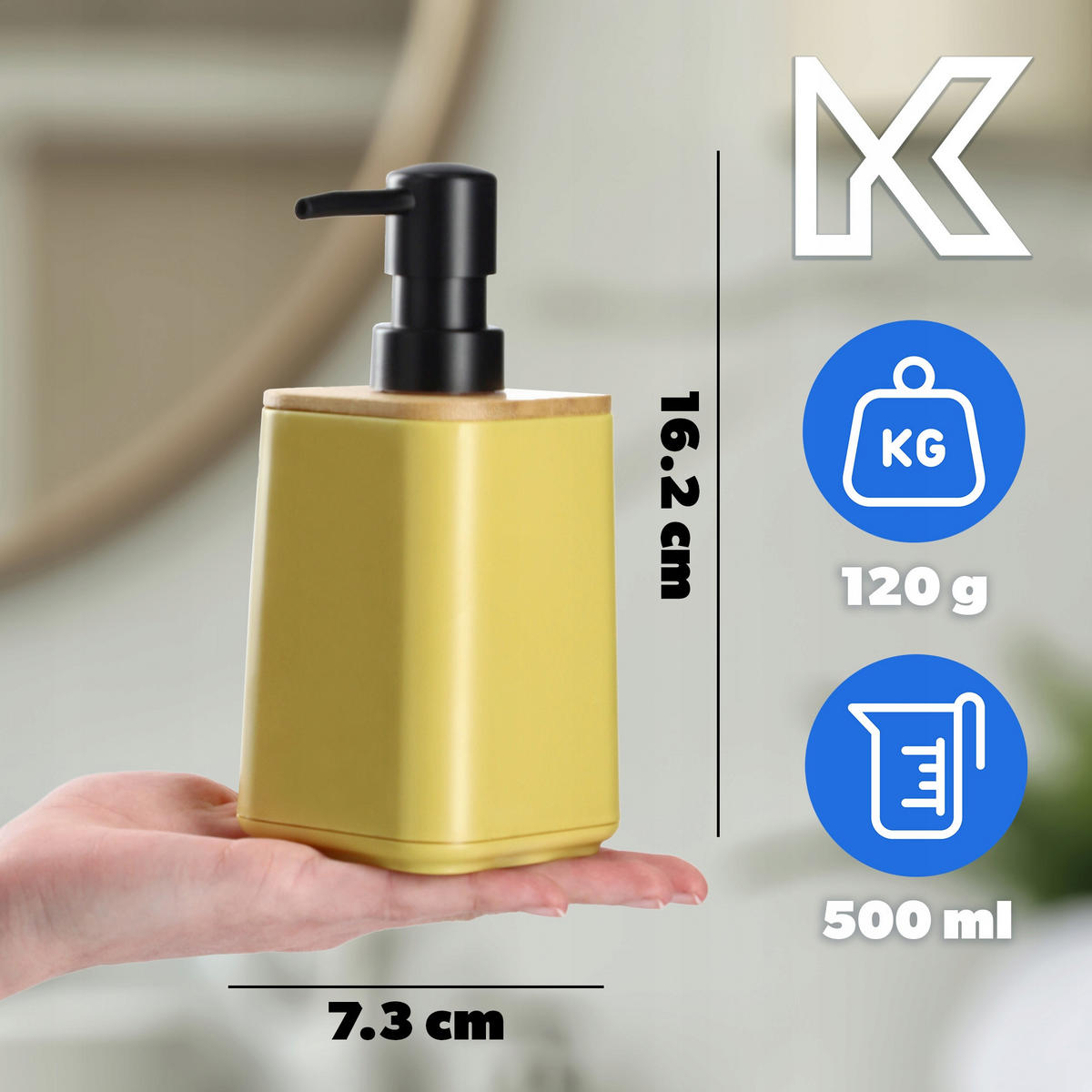 SEIFENSPENDER mit Pumpe, gelb - Gelb, Kunststoff (7.3/16.2/7.3cm) - KADAX