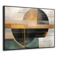 LEINWAND Bilder mit Rahmen - Abstrakt - Gold - Bronze - Grün - Formen - Modern - 100x70 - Multicolor, Textil (100/70cm) - MuchoWow