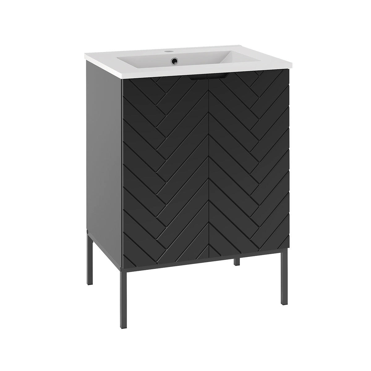 BADMÖBEL 60cm Daria 2er-Set Schwarz - Schwarz, Holzwerkstoff (60/84/45.8cm) - Petits-meubles