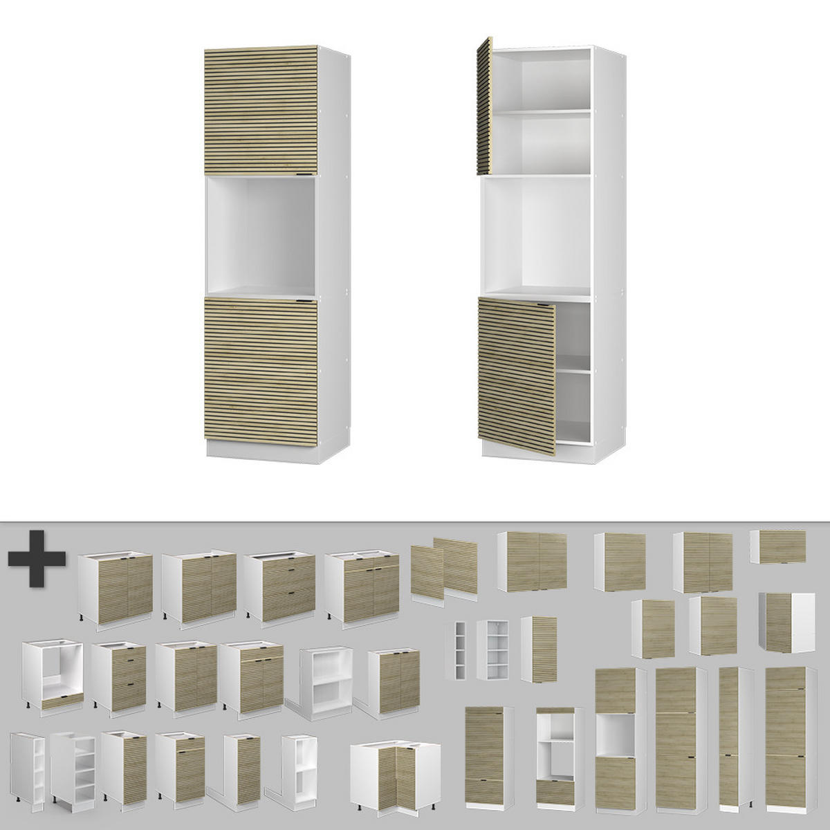 SKŘÍŇKA NA VESTAVĚNOU TROUBU Fame-Line Dubový panel - bílá/barva dubu, kompozitní dřevo (60/206.8/58cm) - Vicco