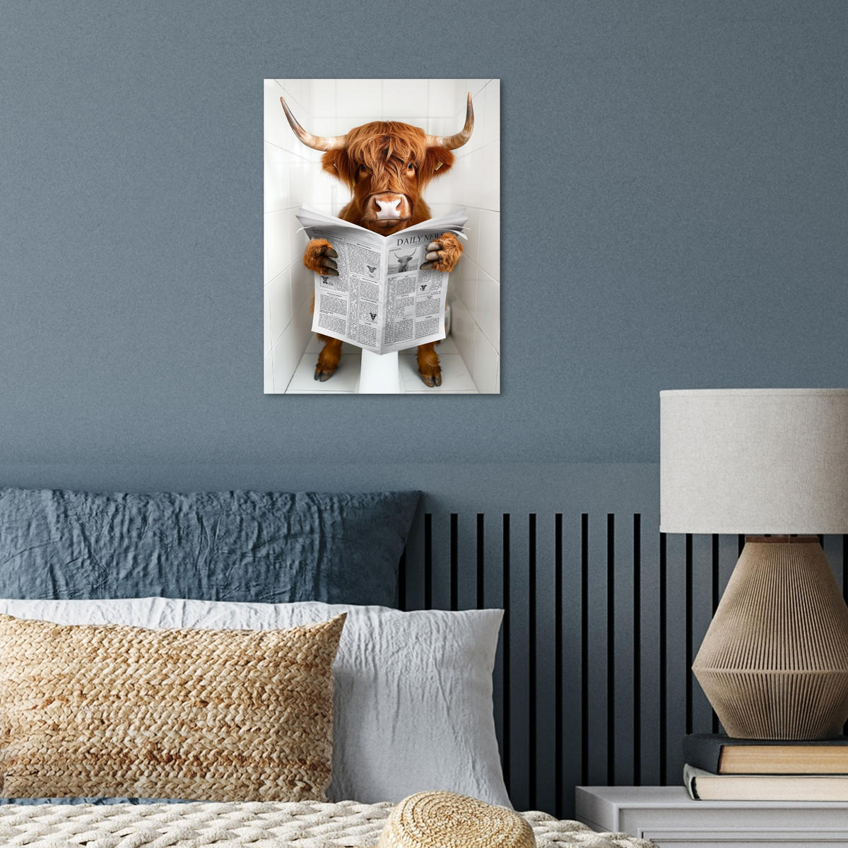 POSTER Schottisches Hochlandrind - Tier - Zeitung - Toilette 30x40 cm - Kastanienfarben, Papier (30/40/0.1cm) - MuchoWow