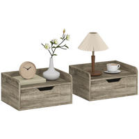 NACHTTISCH Grau Spanplatte wandhängend mit Schublade 2er-Set - Grau, Holzwerkstoff (40/19.5/30cm) - PANGIVO