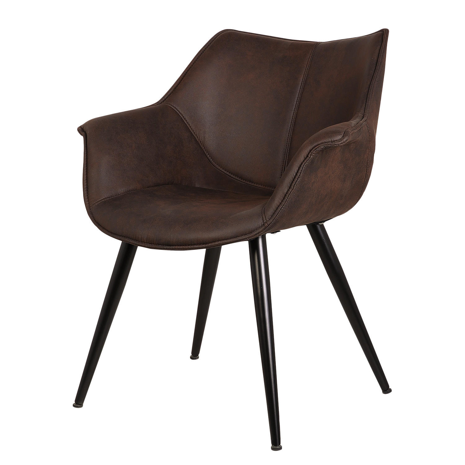 ARMLEHNENSTUHL - Metall - Dunkelbraun, Textil (70/81/64cm) - home24