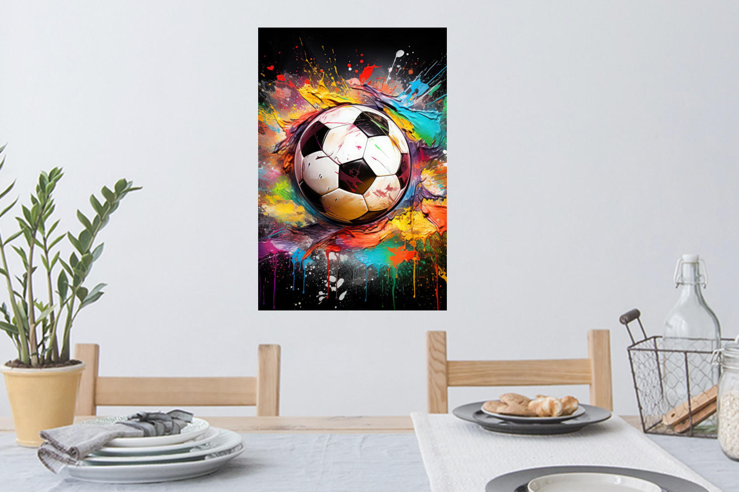 WANDTATTOO Fußball - Farbe - Farben - Schwarz - Weiß 40x60 cm - Weiß, Kunststoff (40/60/0.1cm) - MuchoWow