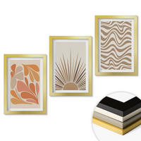 WANDBILDER 3er Set - 20x30 cm Goldrahmen - Sonnen-Boho-Pastelltönen - Goldfarben, Kunststoff (20/30cm) - ArtPrintCave