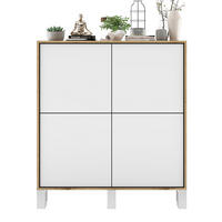 KOMMODE Apollo 4D Eiche wotan Weiß Matt mit metallbeinen 113 cm - Weiß, Holzwerkstoff/Metall (113/127/35cm) - Meble Lindner