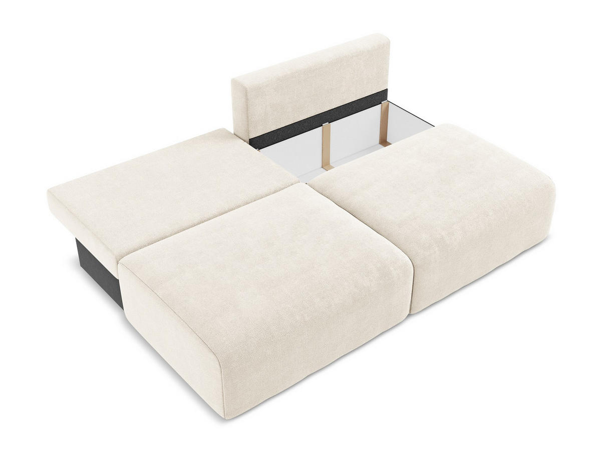 3-SITZER SOFA mit Schlaffunktion Chenille Stoff Beige - Beige/Creme, Kunststoff/Textil (216/79/102cm) - Makamii