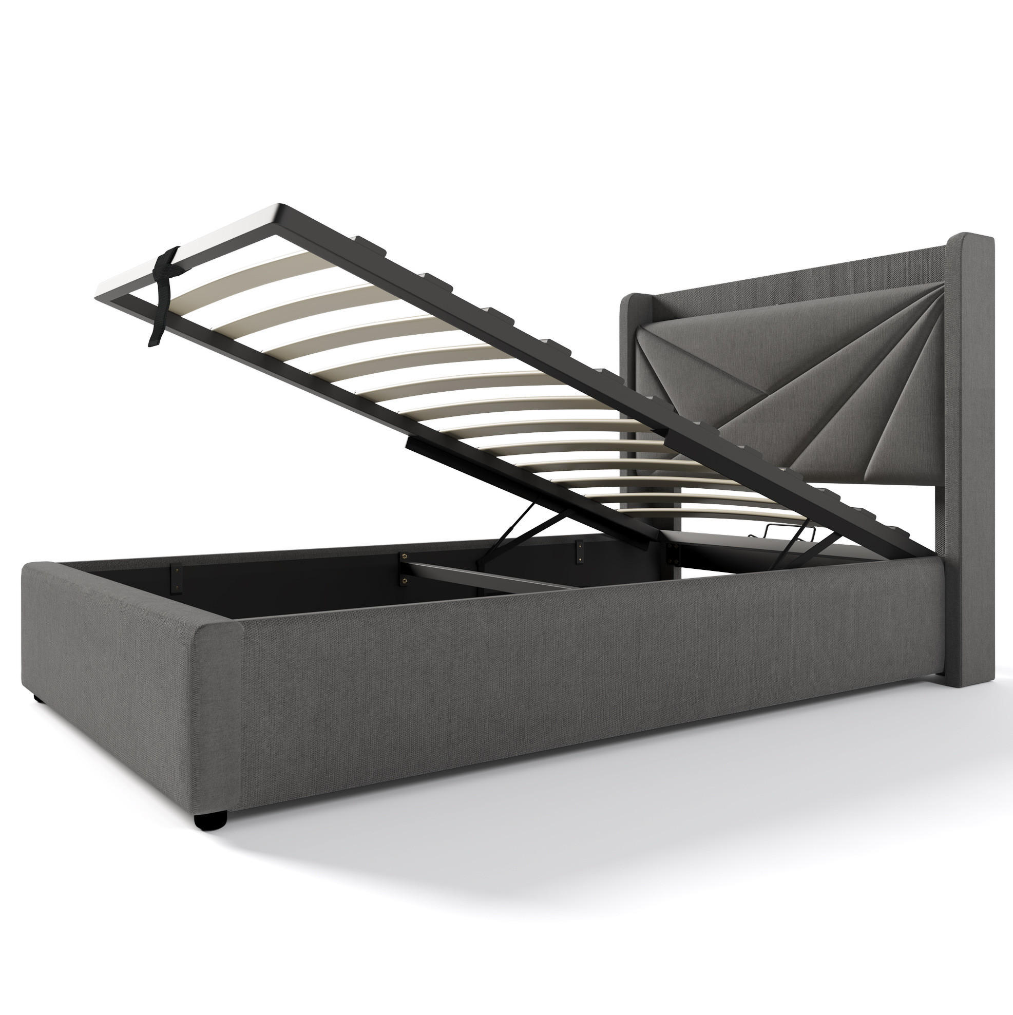 POLSTERBETT 90/200 cm Grau mit Bettkasten, Matratze und USB- und Type-C-Anschlüssen - Grau, Textil (90/200cm) - Flora Grace
