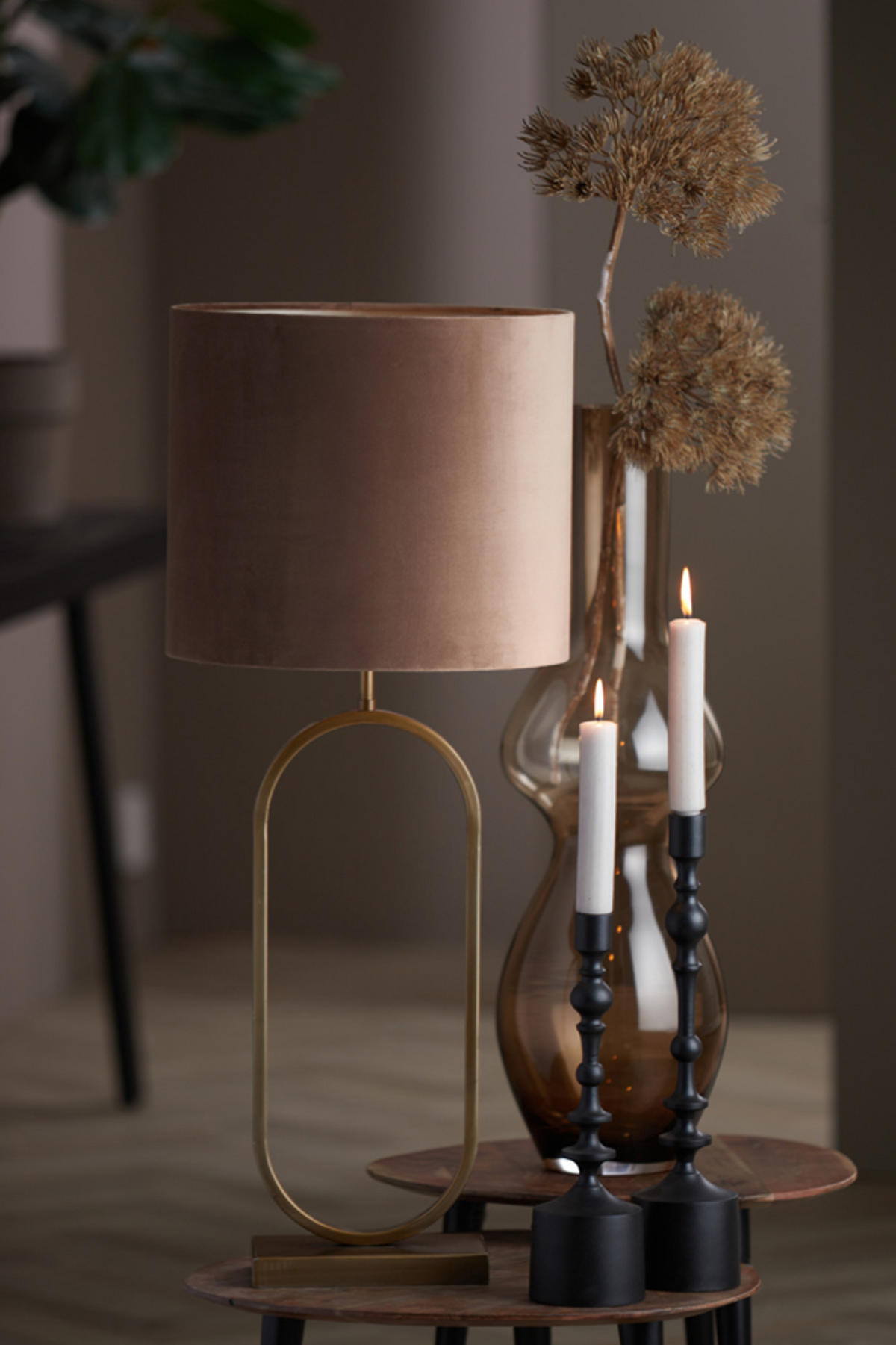 LAMPENSCHIRM Velours Braun Ø35/30 cm - Braun, Textil (35/35/30cm) - Light & Living