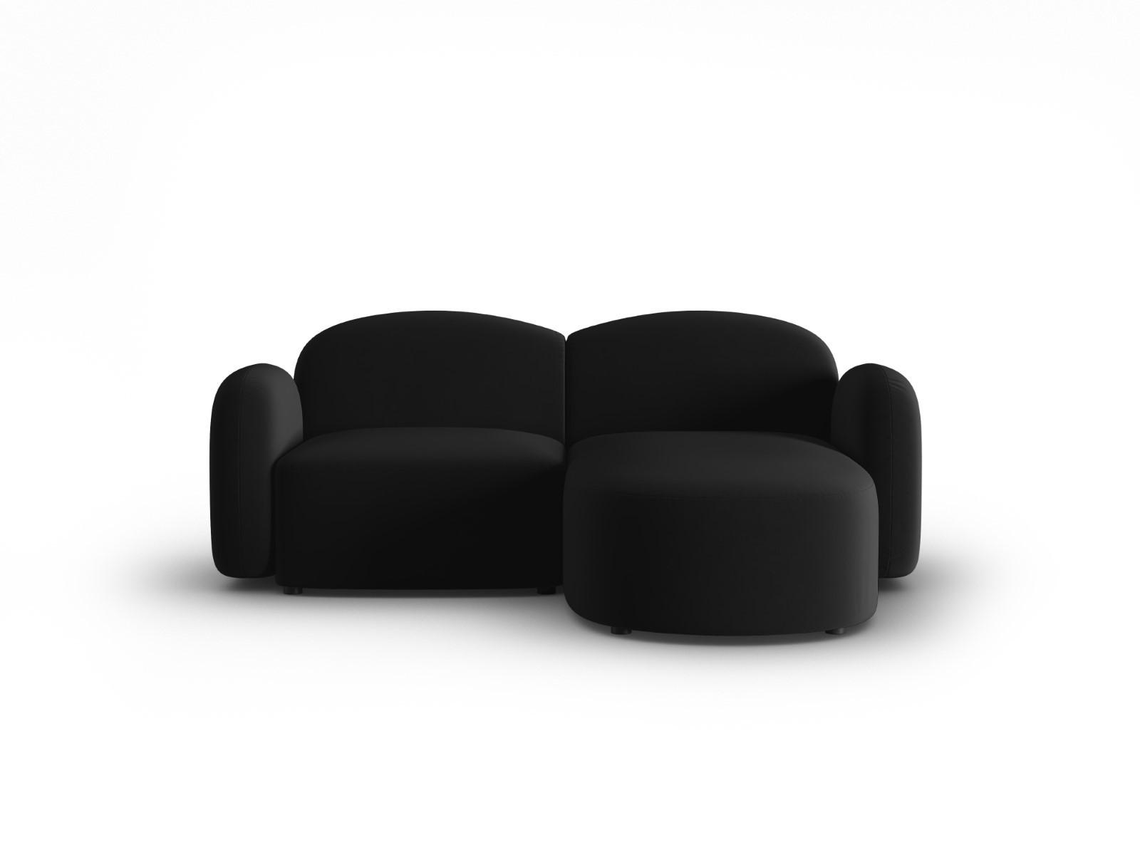 ECKSOFA rechts Blair aus Samt schwarz 3 Sitzplätze - Schwarz, Textil (155/194cm) - Micadoni
