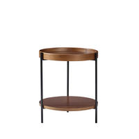 COUCHTISCH-SET Ø69/38 & Ø44/48 cm mit 2 Ebenen und Metallgestell, Walnuss - Walnussfarben, Holzwerkstoff (44/44/48cm) - Modfu