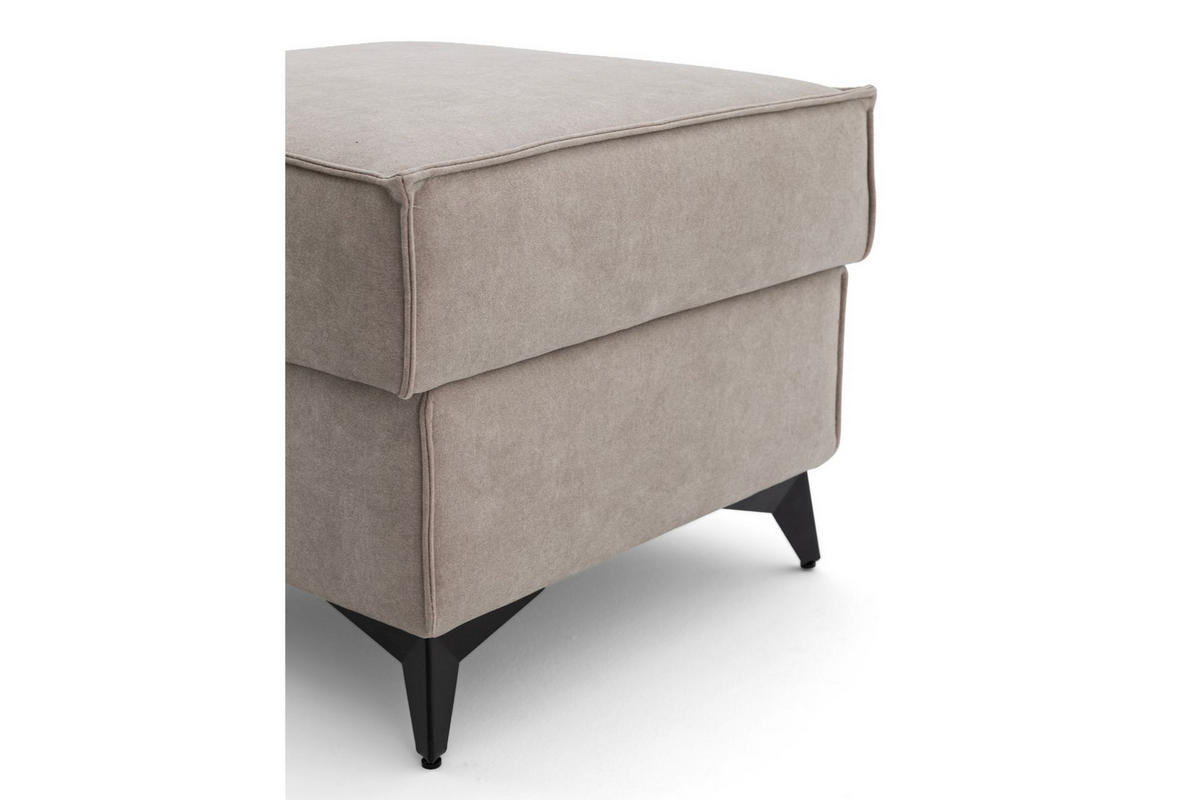 POUF PURE 55 x 55 cm Velours Creme - Creme/Schwarz, Holz/Textil (55/45/55cm) - Muffo