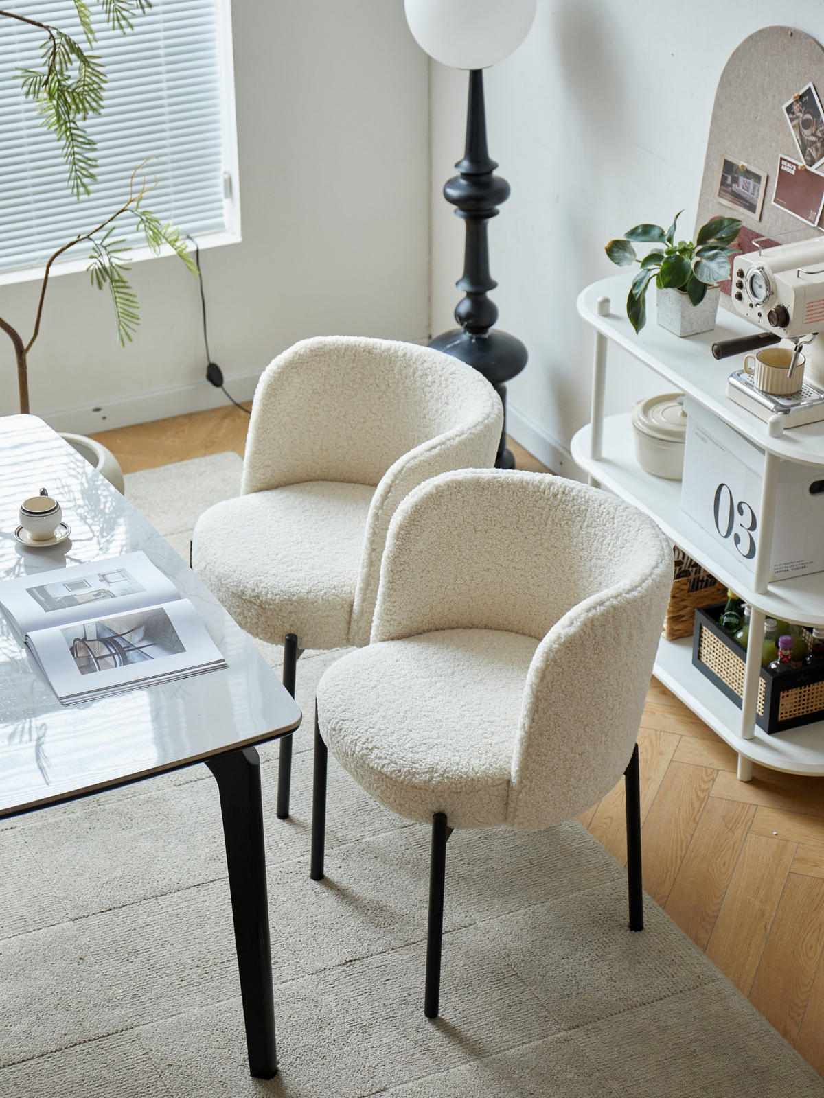 STUHL 2er-Set Wolle Weiß - Weiß, Textil (50/76/60cm) - Nordlys