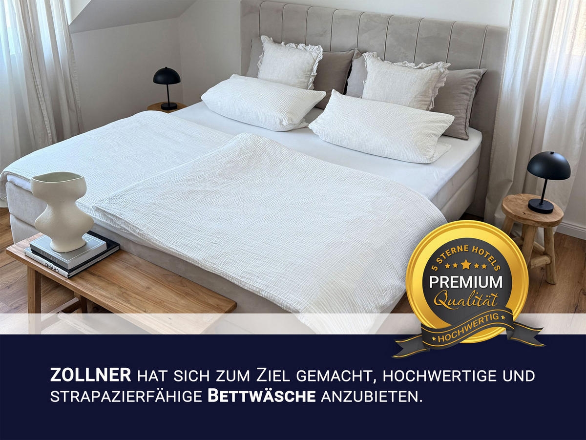 BETTWÄSCHE, 2er-Set, 80x80+135x200 cm, 100% Baumwolle, Weiß - Weiß, Textil (135/200cm) - Zollner