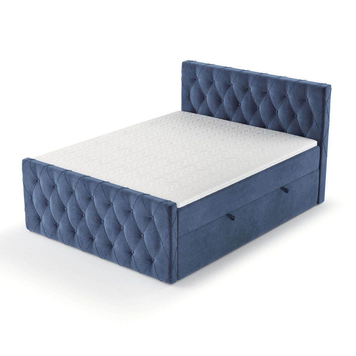 BOXBETT Signature Dunkelblau 160/200 cm im Samtstoff - Schwarz/Dunkelblau, Holz/Holzwerkstoff (160/200cm) - Maison de Reve