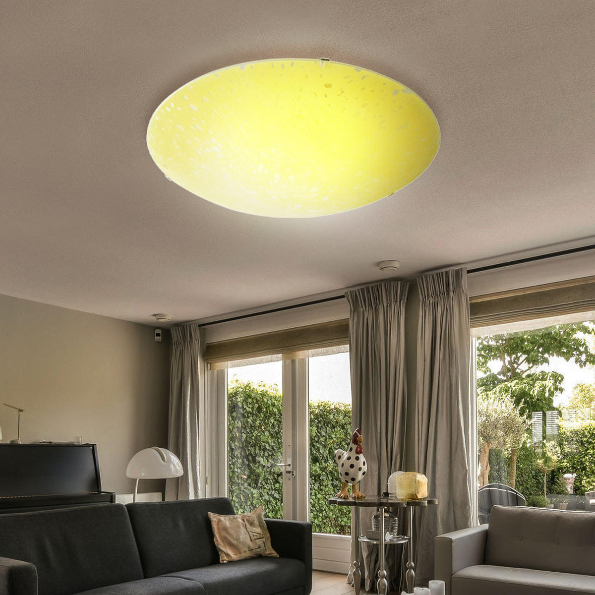 LED DECKENLEUCHTE Metall Gelb - Gelb, Glas (39.5/39.5/8cm)
