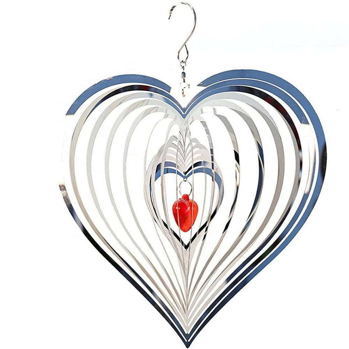 WINDSPIEL Herz Edelstahl 3D-Effekt Nordisch - Multicolor, Metall (26.5/26.5/26.5cm)