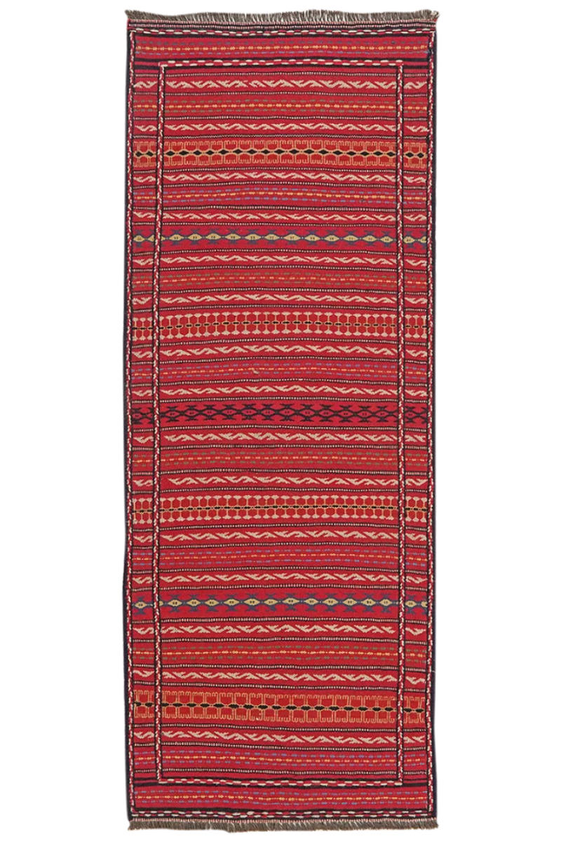 HANDWEBTEPPICH Kelim Kordi Mehrfarbig 200/77 cm Schurwolle - Multicolor, Textil (77/200cm) - Looma