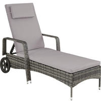 RATTAN-SONNENLIEGE Cassis,196 x 72 x 57 - 94,5 cm,grau - Grau, Kunststoff (72/94.5/196cm) - tectake