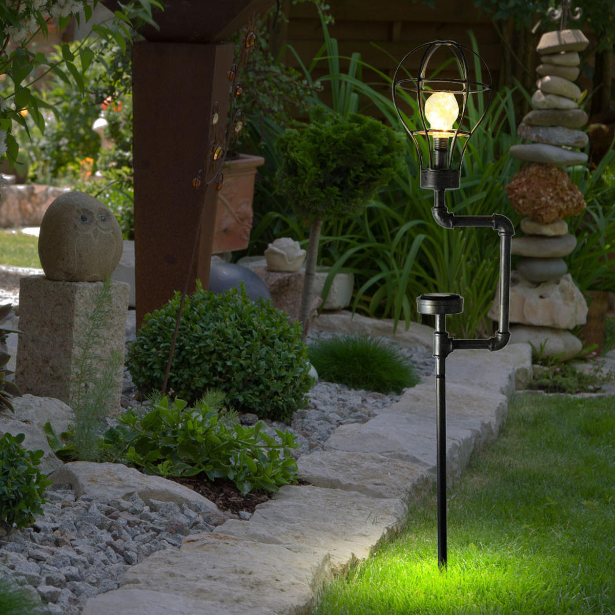 LED AUSSENLEUCHTE KONSTANTIN antik-Schwarz - Schwarz, Metall (20/20/65cm)