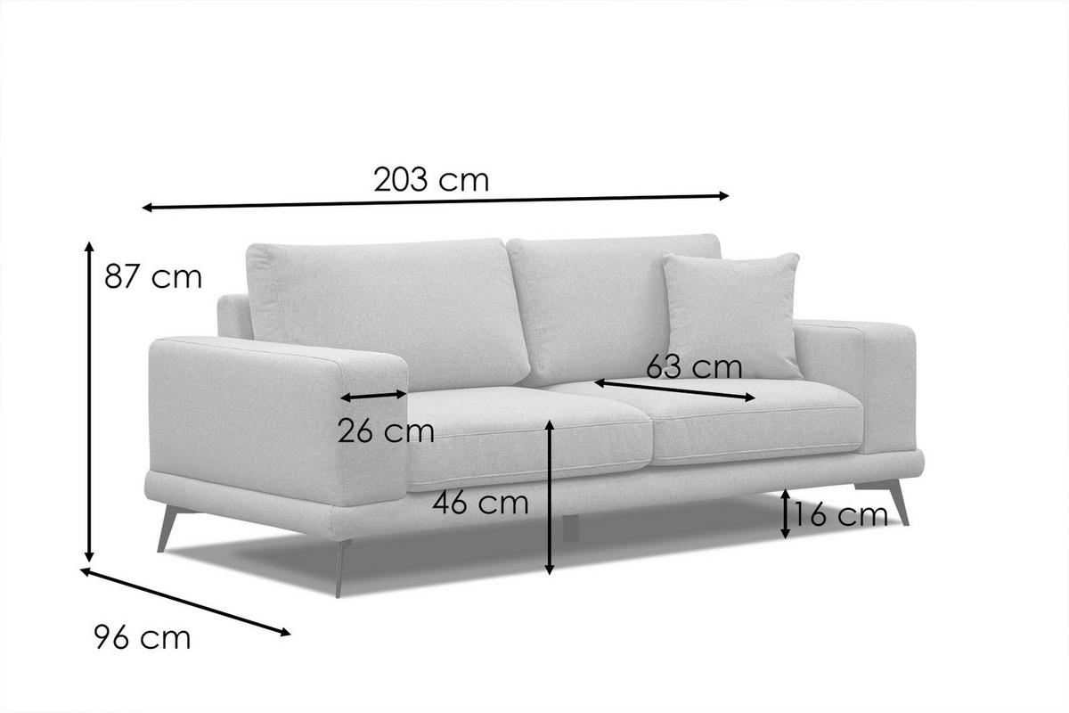 SOFA MEDIOLANE 2,5-Sitzer, taupe - Taupe, Holzwerkstoff/Textil (203/87/96cm) - Courtois Laville