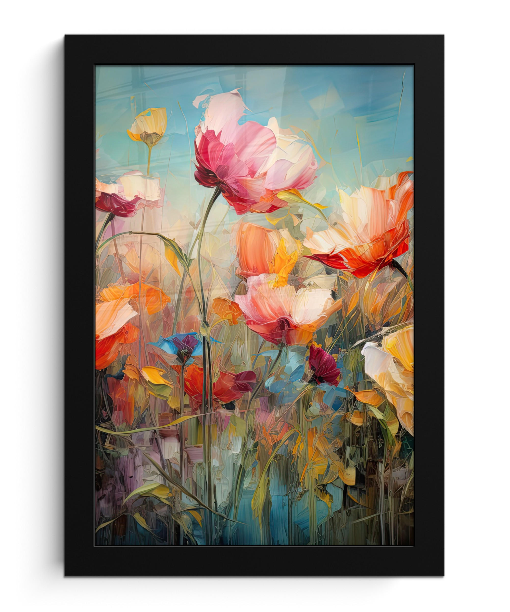 GERAHMTES BILD Blumen - Aquarell - Kunst - Botanisch - Natur 20x30 cm - Orange, Papier (20/30cm) - MuchoWow