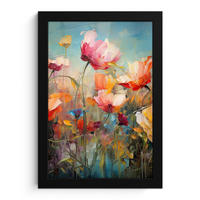 GERAHMTES BILD Blumen - Aquarell - Kunst - Botanisch - Natur 20x30 cm - Orange, Papier (20/30cm) - MuchoWow