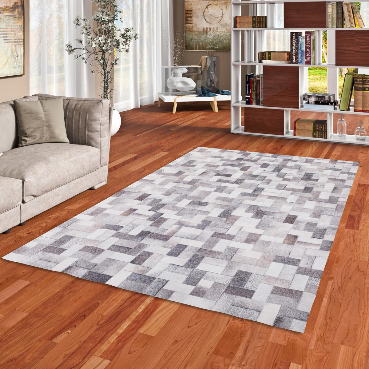 KUNSTFASER PATCHWORK TIERFELL TREND - Beige/Grau, Textil (120/160cm) - Pergamon