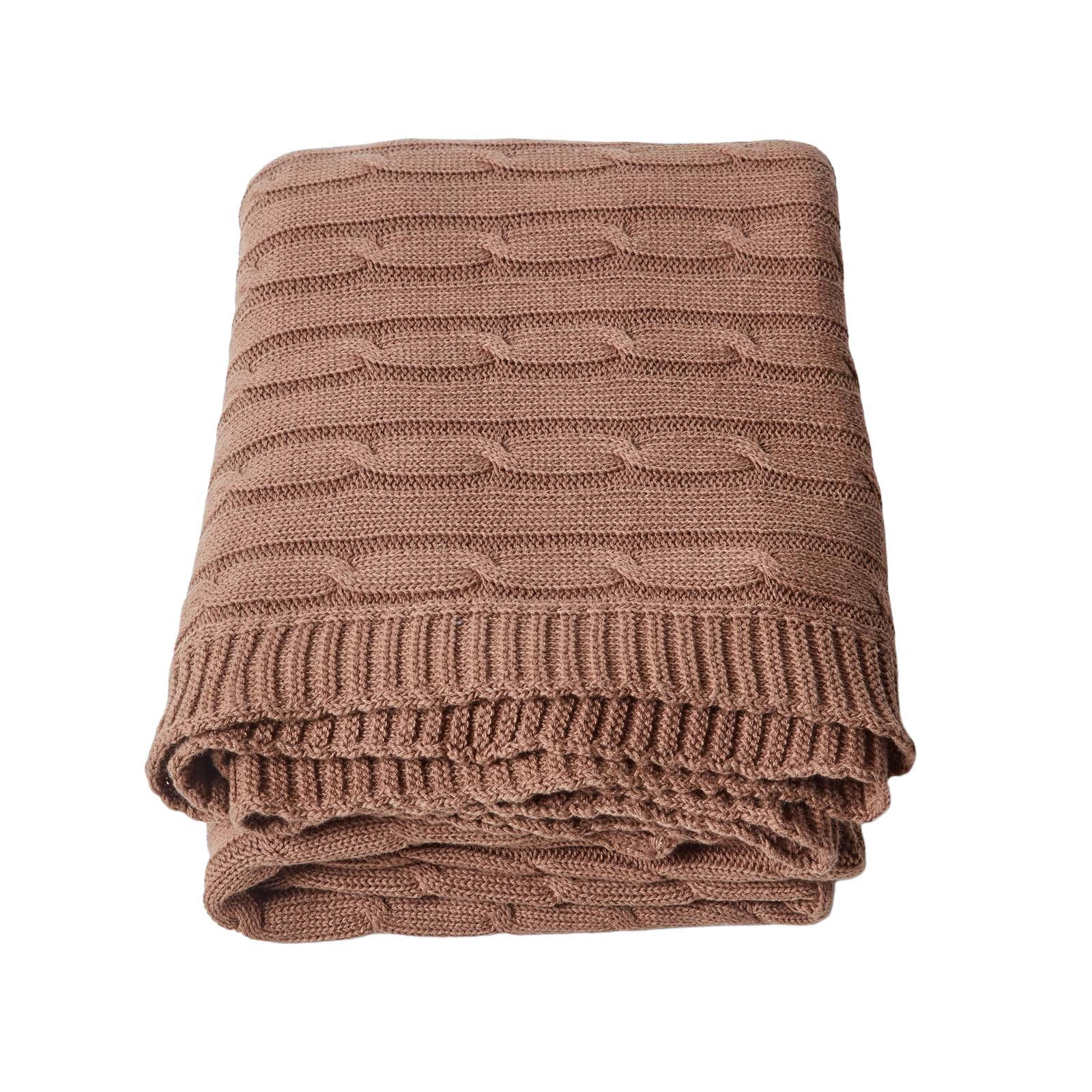 STRICKDECKE 150/200 cm, Baumwolle mit Rautenmuster - Braun, Textil (150/200cm) - Homescapes