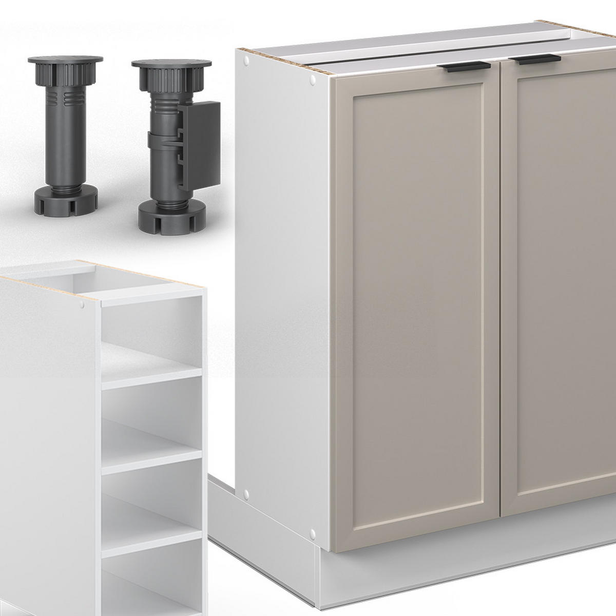 KÜCHENINSEL Fame-Line GrauBeige 90 cm ohne AP - Weiß/Grau, Holzwerkstoff (90/82/60cm) - Vicco