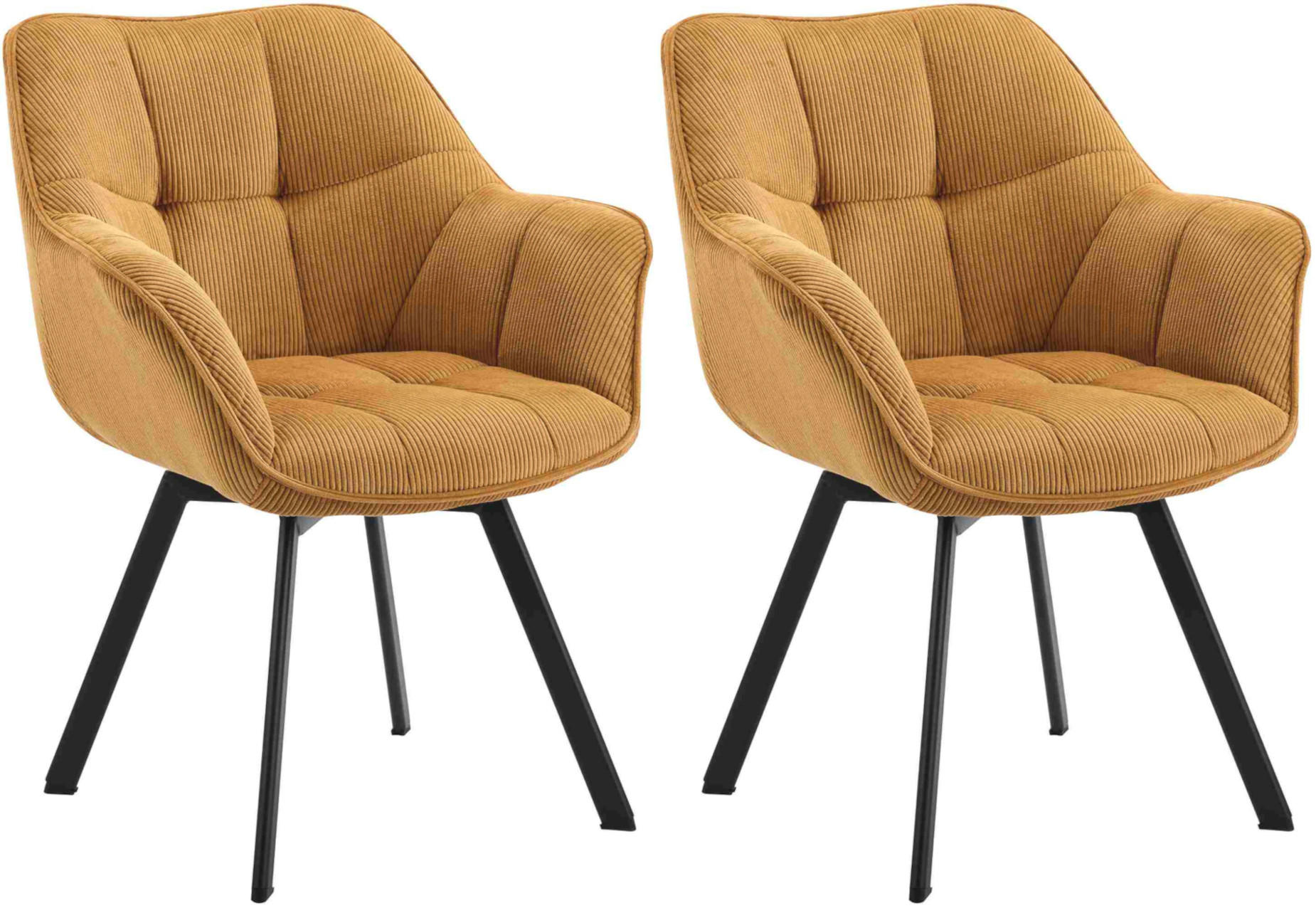 ARMLEHNENSTUHL 2er Set Cord Orange - Schwarz/Orange, Textil/Metall (60/81/59cm) - CLP