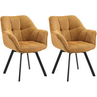 ARMLEHNENSTUHL 2er Set Cord Orange - Schwarz/Orange, Textil/Metall (60/81/59cm) - CLP