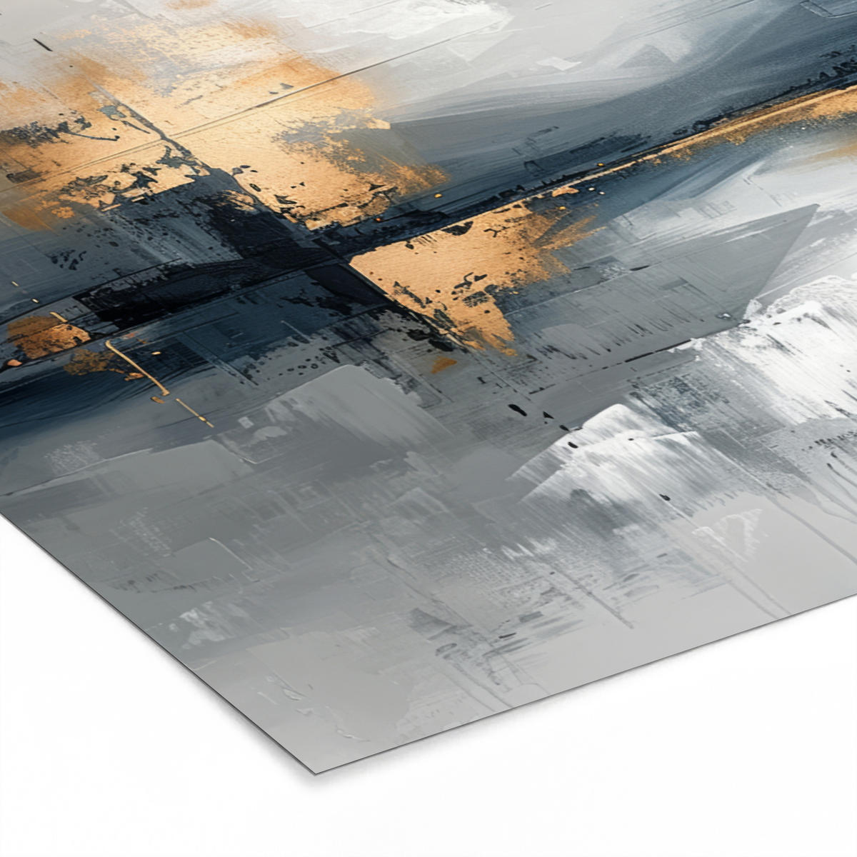 ZARÁMOVANÝ PLAGÁT Umenie - sivé - zlaté - abstraktné 60x40 cm - tmavosivá, papier (60/40cm) - MuchoWow