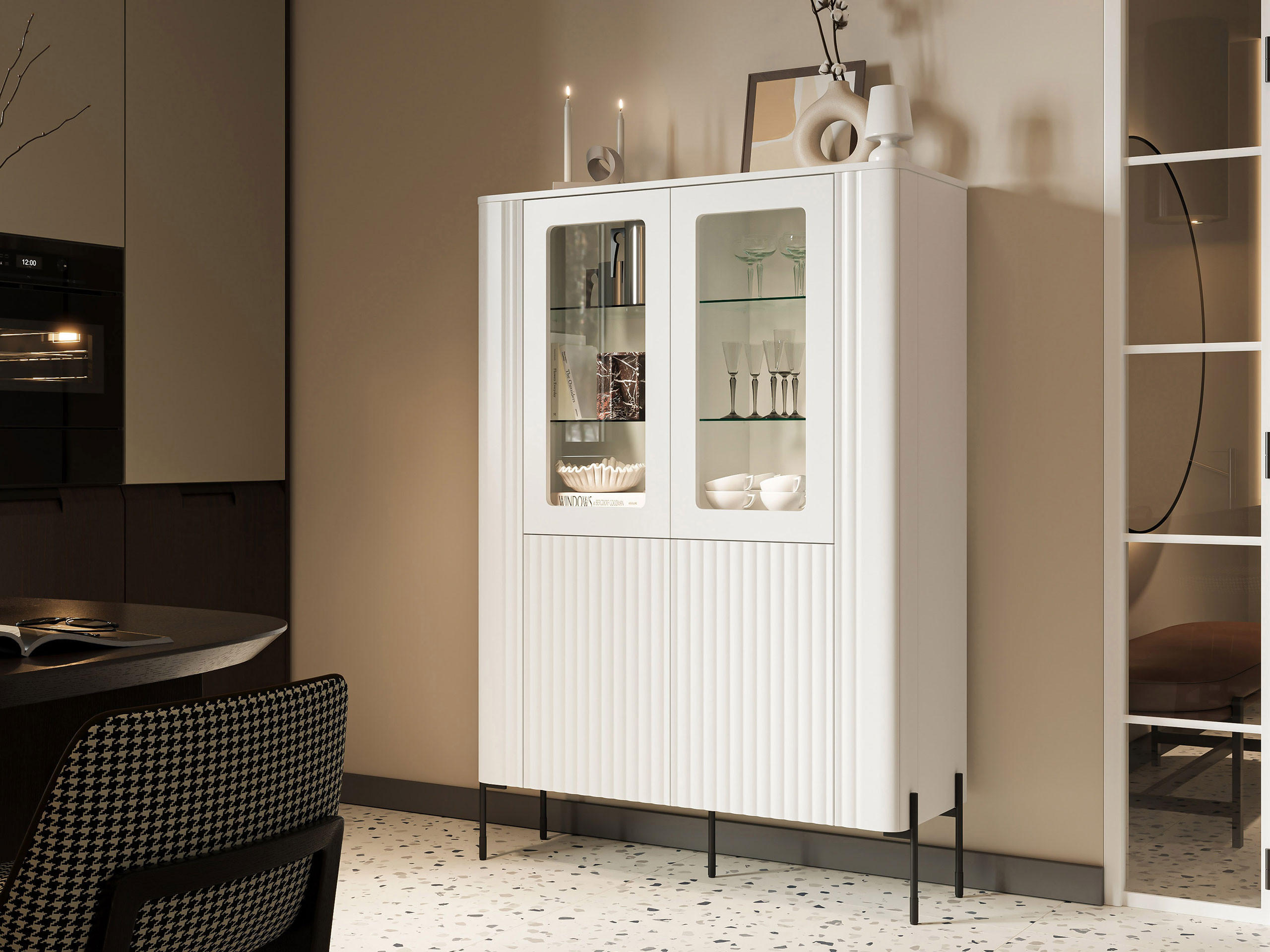 VITRINE Vera - Schwarz/Weiß, Holzwerkstoff/Metall (110/160/40cm) - MIRJAN24