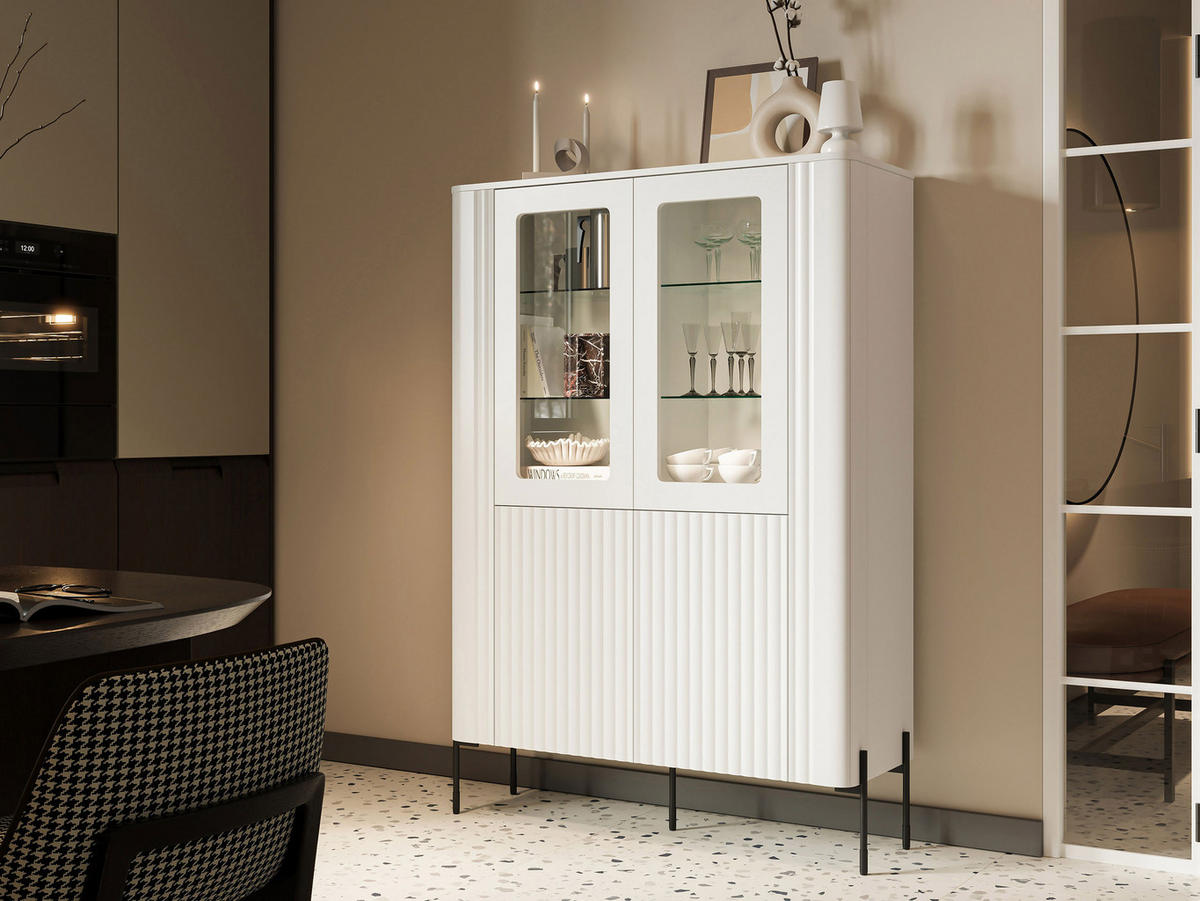 VITRINE Vera - Schwarz/Weiß, Holzwerkstoff/Metall (110/160/40cm) - MIRJAN24