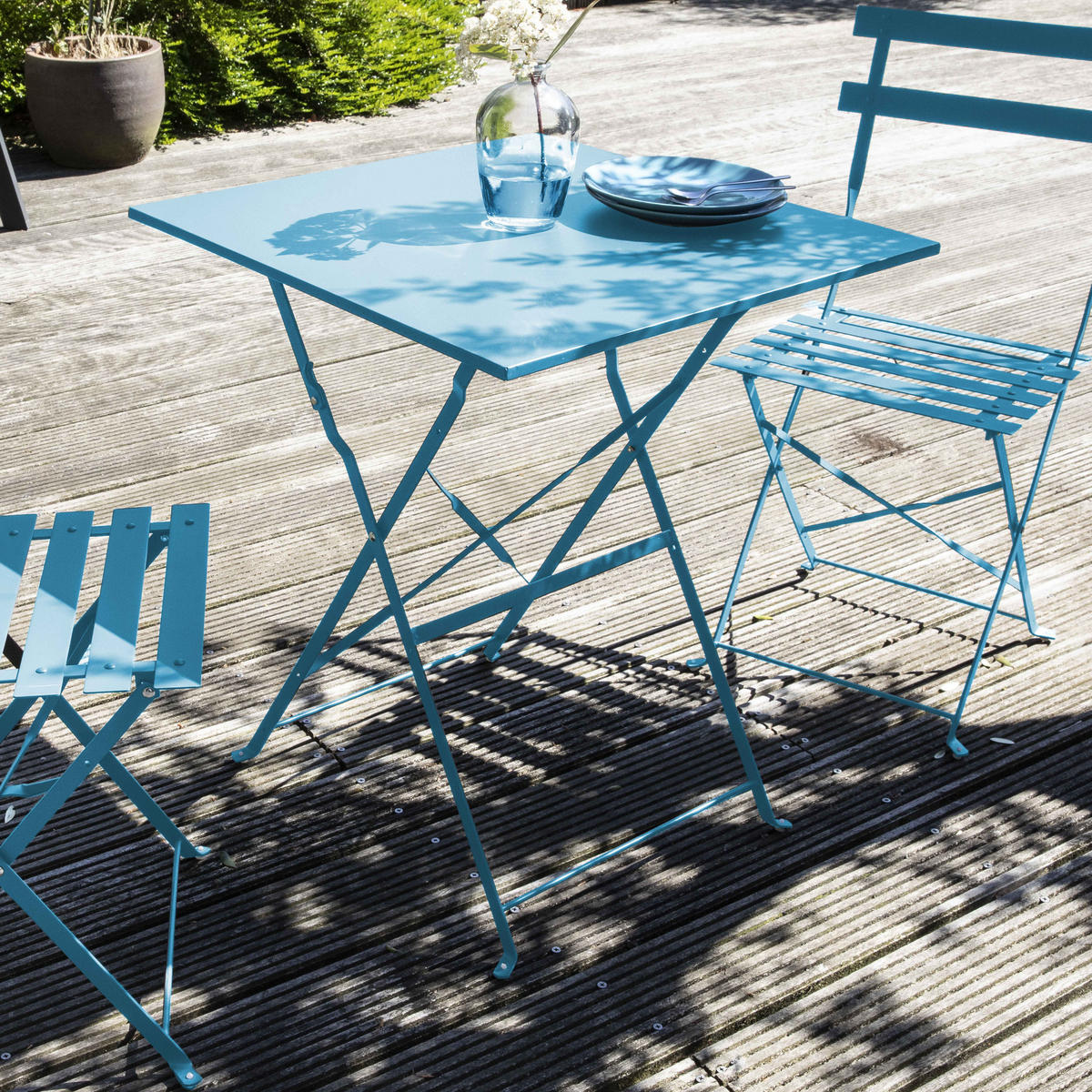 GARTENSTUHL, klappbar 2-tlg., Blau - Blau, Metall (46/82/42cm) - Oviala