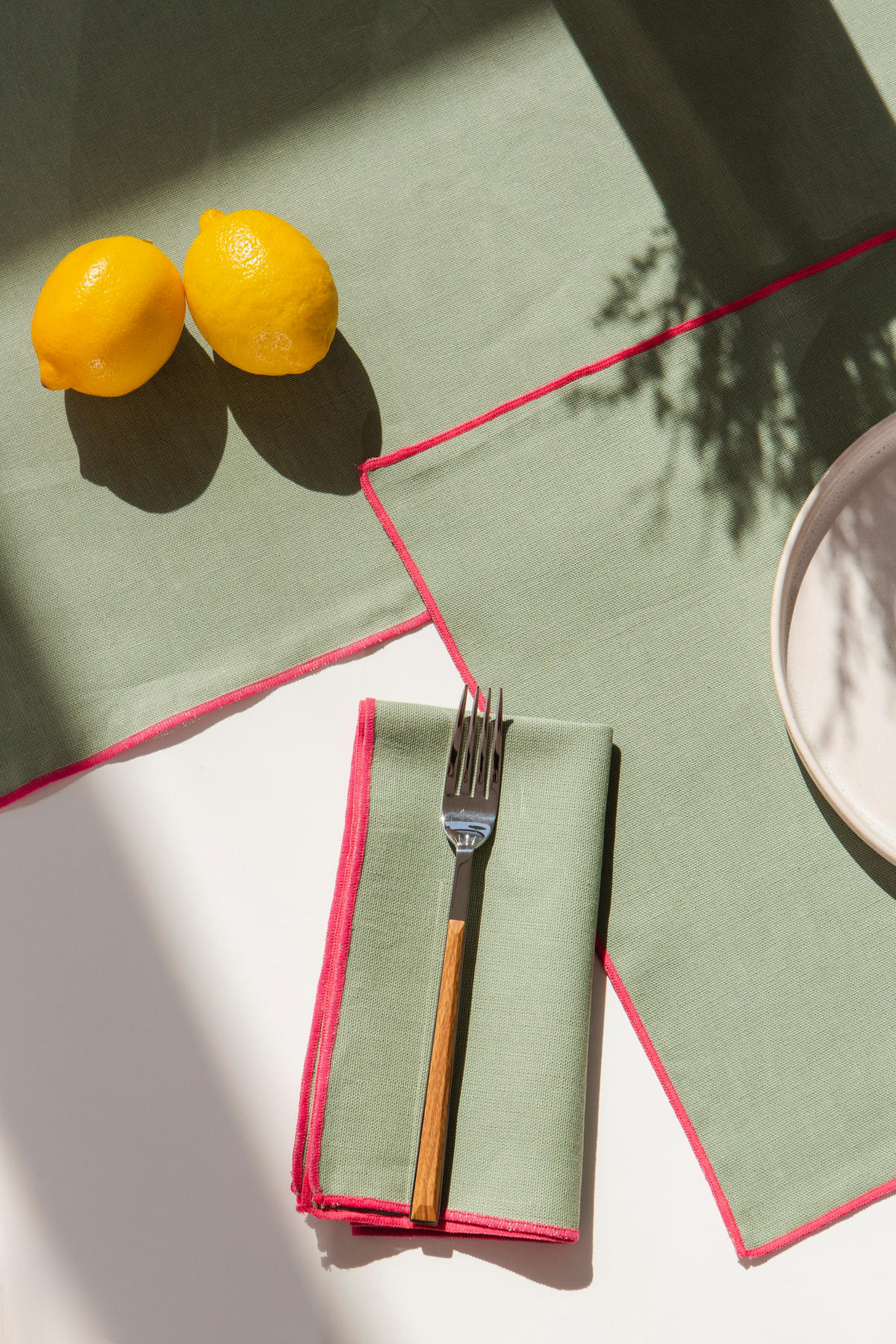 TISCHET 8-teilig, 100% Leinen, türkis und lila SET CONTRAST EDGE - Türkis, Textil (40/130cm) - RNT By Really Nice Things