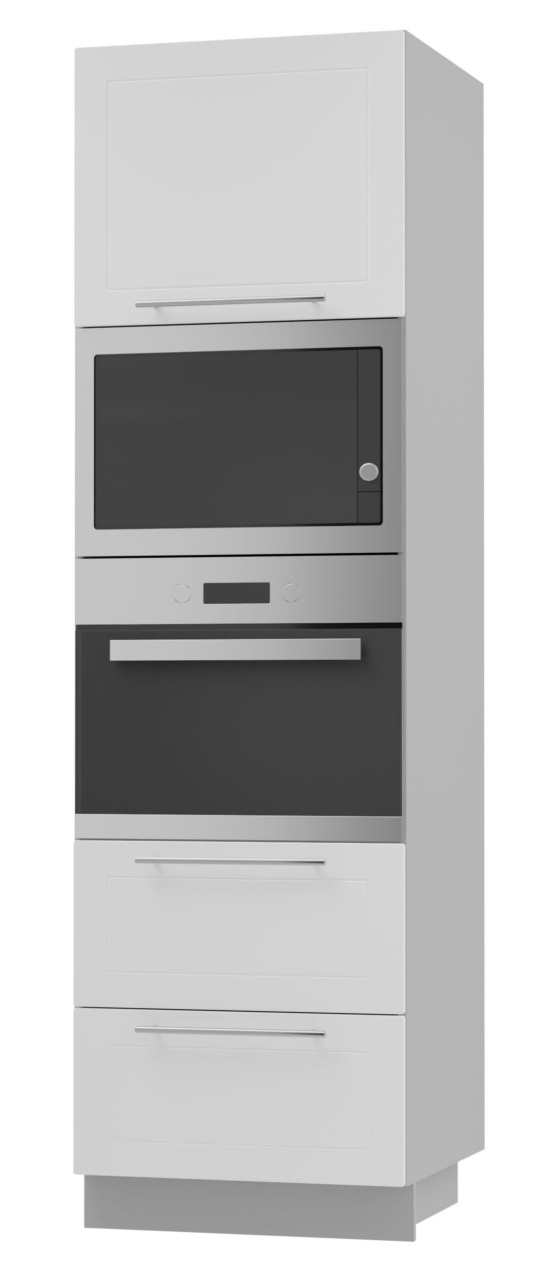 Feldmann-Wohnen Backofen-Hochschrank Weiß, Grau 60x207x59 cm