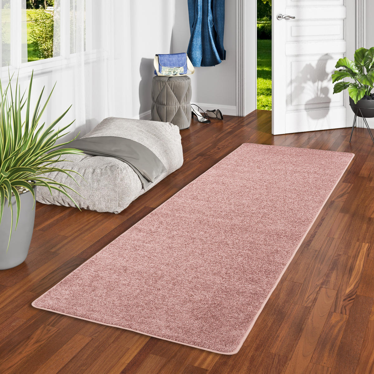HOCHFLOR VELOURS LÄUFER TEPPICH LUNA - Altrosa, Textil (80/400cm) - Snapstyle