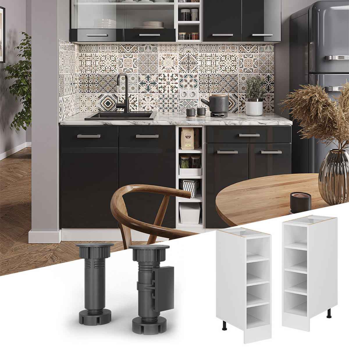 POLICE KUCHYŇ R-Line Bílá - bílá, kompozitní dřevo (25/81.6/44cm) - Vicco