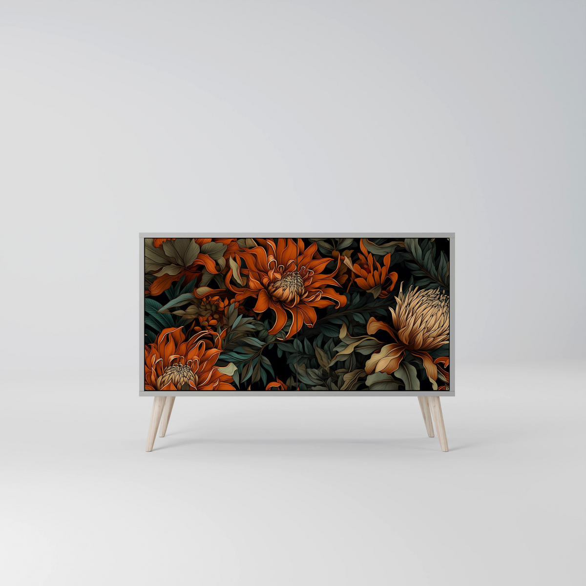 SIDEBOARD DAWN BLOOM, Eicheneffekt, 111x42x77,5 cm, 2 Türen - Eichefarben/Buchefarben, Holzwerkstoff/Buchenholz (111/77.5/42cm) - SpaceRebels