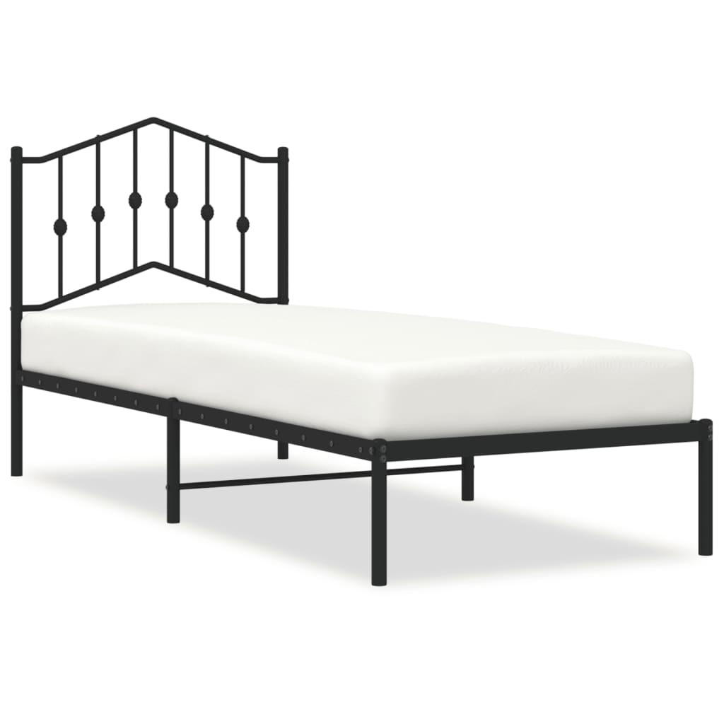 BETTGESTELL Mit Kopfteil Metall Schwarz 80/200 Cm - Schwarz, Metall (80/200cm) - vidaXL