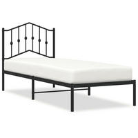 BETTGESTELL Mit Kopfteil Metall Schwarz 80/200 Cm - Schwarz, Metall (80/200cm) - vidaXL