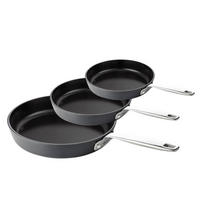 BRATPFANNEN-SET BratPFANNENSET Maestro Alu 3-teilig Ø 20. 24 und 28 cm – geeignet für alle Wärmequellen – ohne Antihaftbeschichtung - Schwarz, Metall (1/2/2cm)