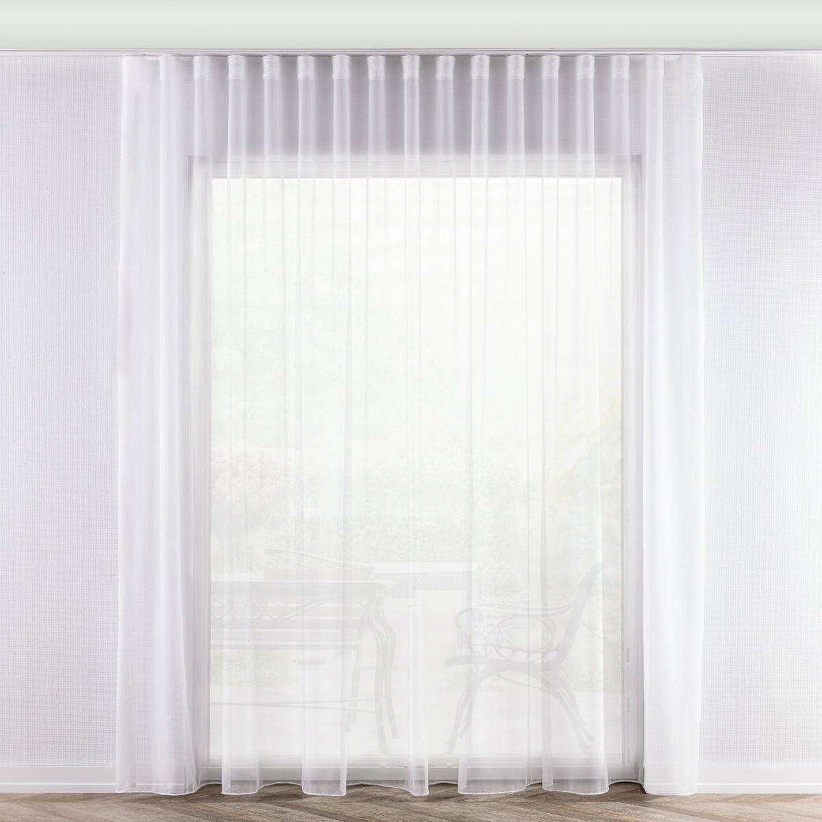 WELLENGARDINE Voile mit Bleiband, weiß, 300x265 cm - Weiß, Textil (300/265cm) - Dekoria