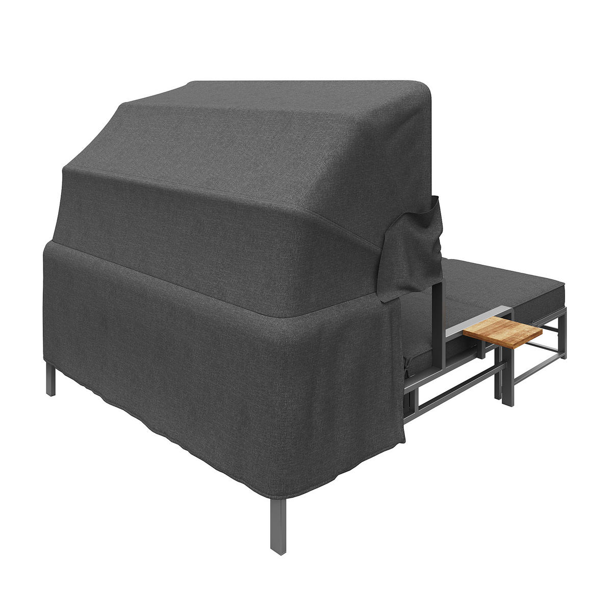 SONNENLIEGE aus Metall/Polyester 128x117x40 cm in Dunkelgrau mit Markise - Dunkelgrau, Metall (117/40/128cm) - Modfu