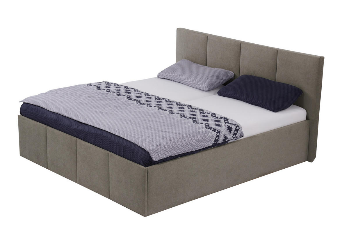 POLSTERBETT Dalas Granitgrau 160 x 200 x 40 cm Stauraum Mit hochwertiger Matratze H3 (bis 120 kg) und Lattenrost - Grau, Holz (160/200cm) - Halmon Schlafkomfort Betten 