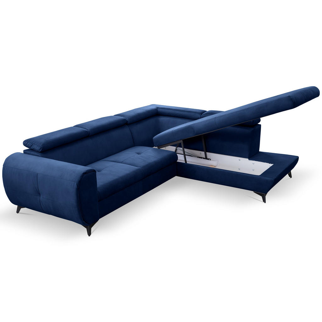 Thumbnail - Masseno Ecksofa, Dunkelblau, Holz, 3-Sitzer, L-Form,L-Form, 260x217 cm, Wohnzimmer, Sofas & Couches, Wohnlandschaften, E...