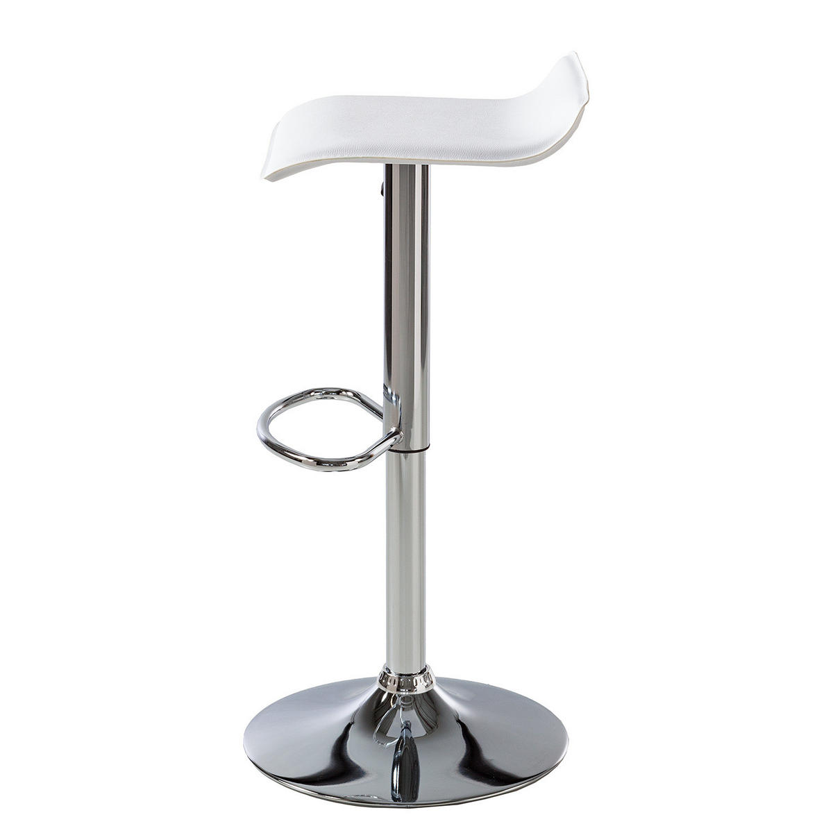 BARHOCKER - 2er-Set - Metall / Kunstleder - Chromfarben/Weiß, Kunststoff/Metall (38/63/39cm) - home24