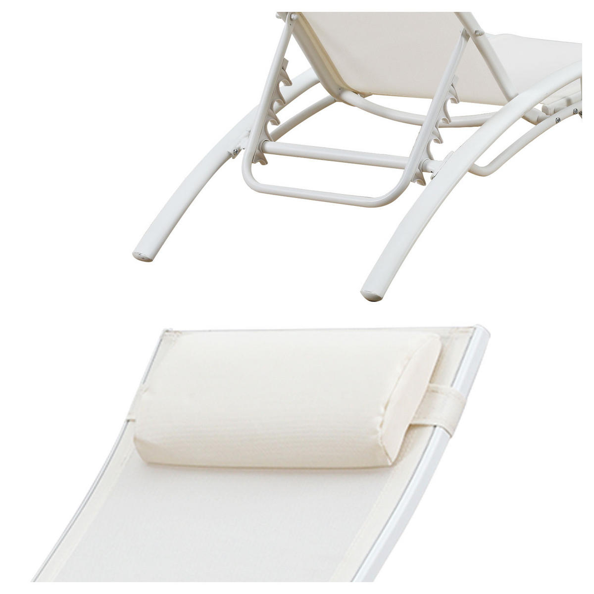 LIEGESTÜHLE Galapagos Weiß 2er-Set - Weiß, Metall (63/82/173.5cm) - Happy Garden
